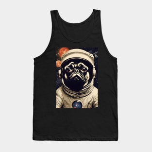 Cute Astronaut Pug in Space Vintage Surreal Collage Art Tank Top